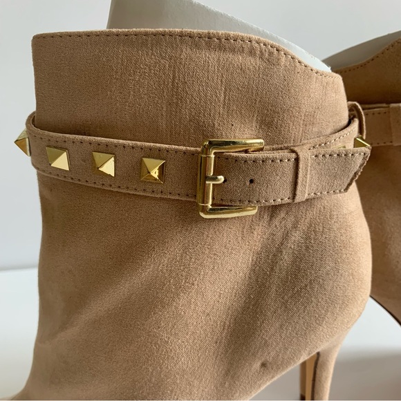 Women's Pointed Toe Ankle Booties Embellished Studded Pencil Stiletto Heel Boots - Picture 4 of 7